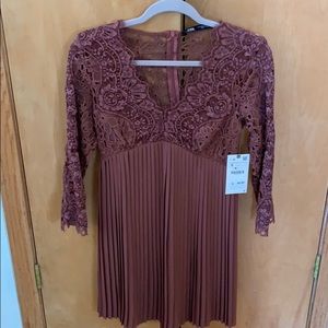 Zara Lace / Pleated Dress